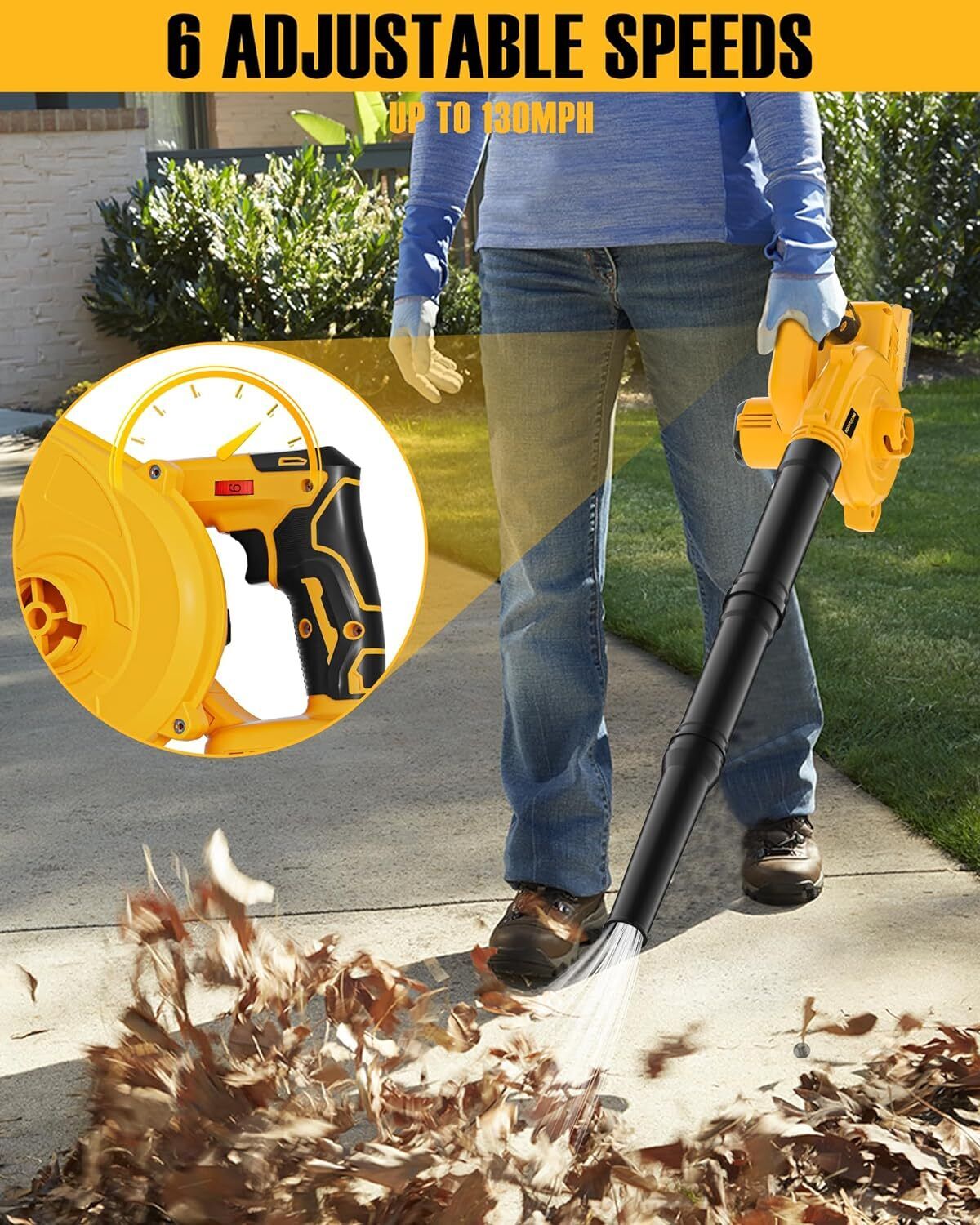 Cordless Leaf Blower for Dewalt 20V  Battery Handheld Electric Power Leaf