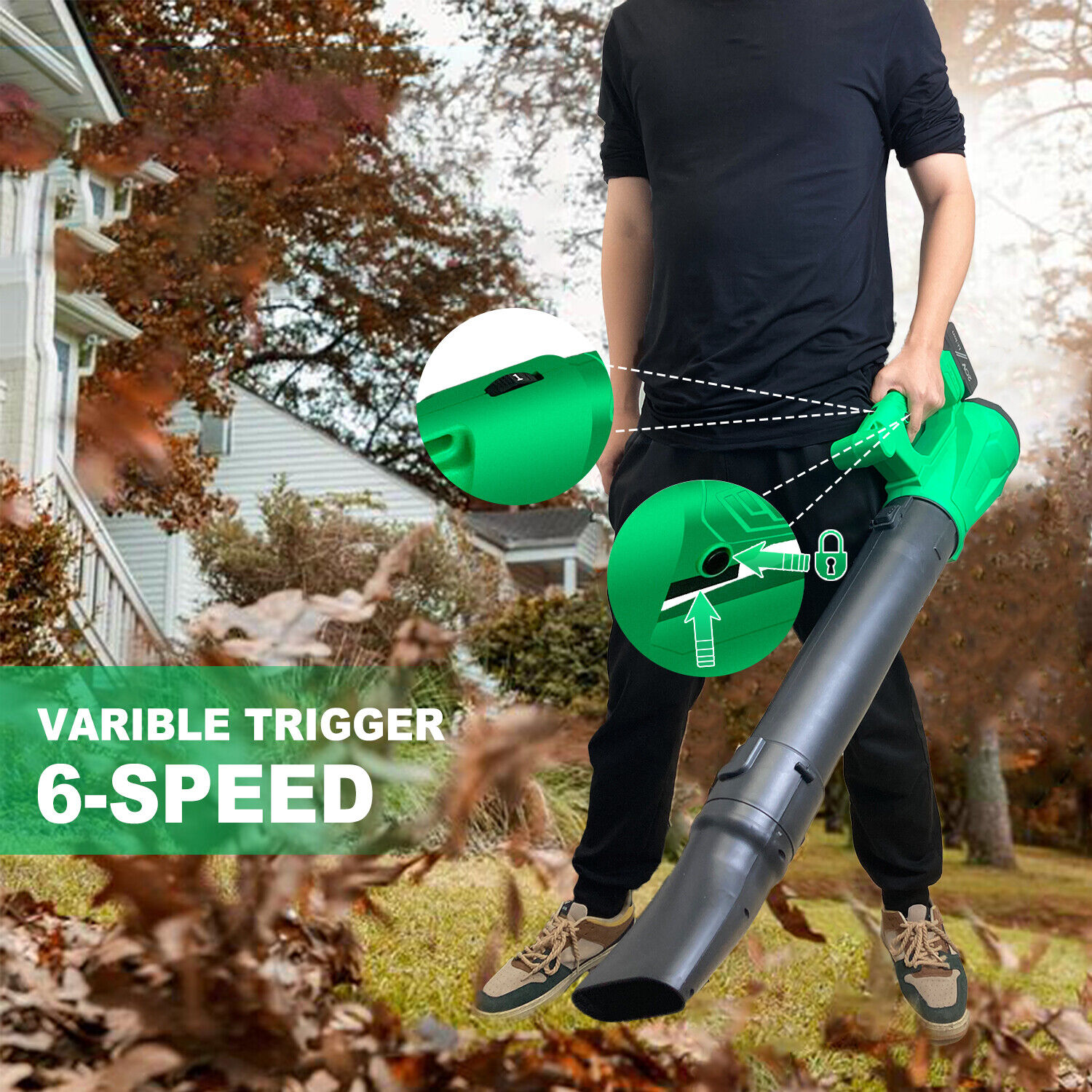 Tegatok 20V Cordles 450 CFM Leaf Blower Handheld Electric 125MPH Battery&Charger