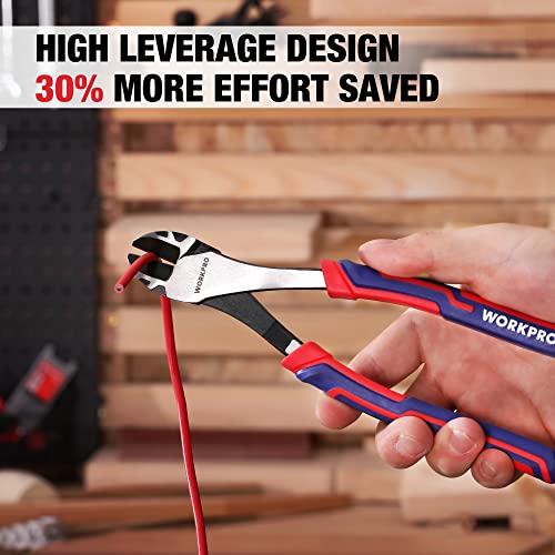 WORKPRO 8" High Leverage Diagonal Pliers, Heavy Duty