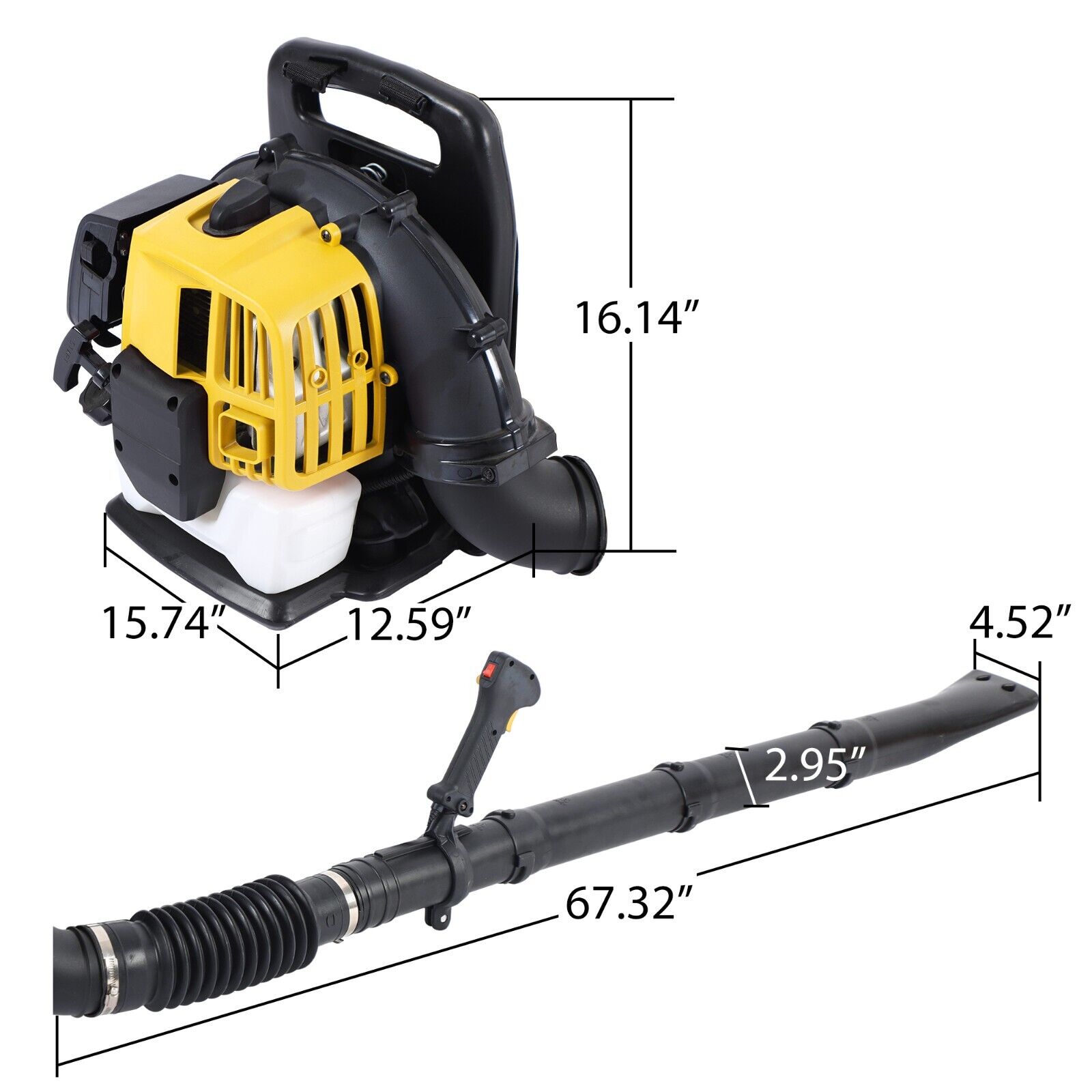Backpack Leaf Blower Gas Powered Snow Blower 530CFM 52CC 2-Stroke