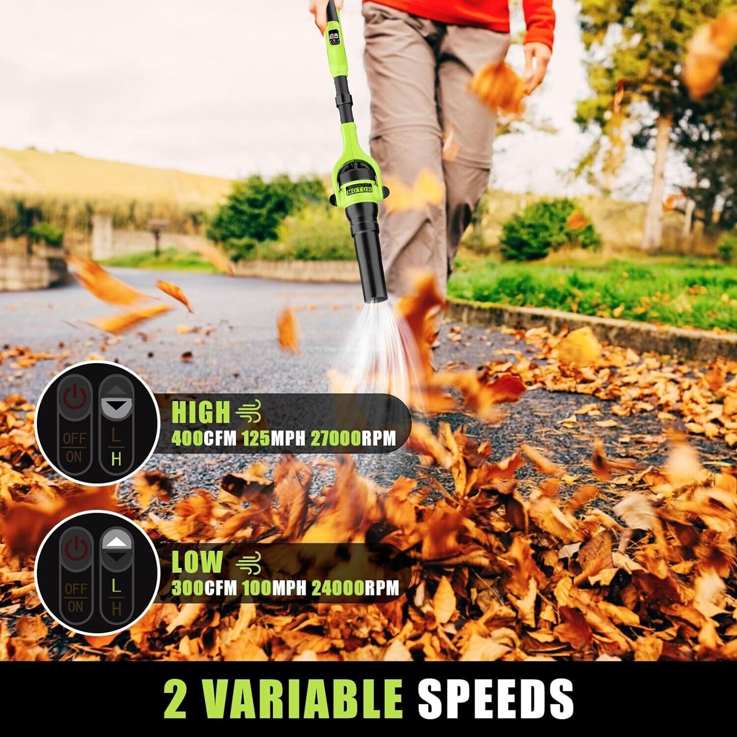40V Brushless Leaf Blower 400 CFM Portable for Lawn/Garden/Snow/Dust Blowing