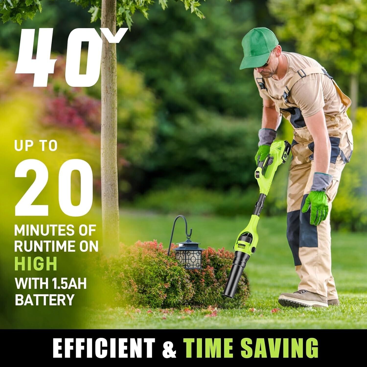 40V Brushless Leaf Blower 400 CFM Portable for Lawn/Garden/Snow/Dust Blowing