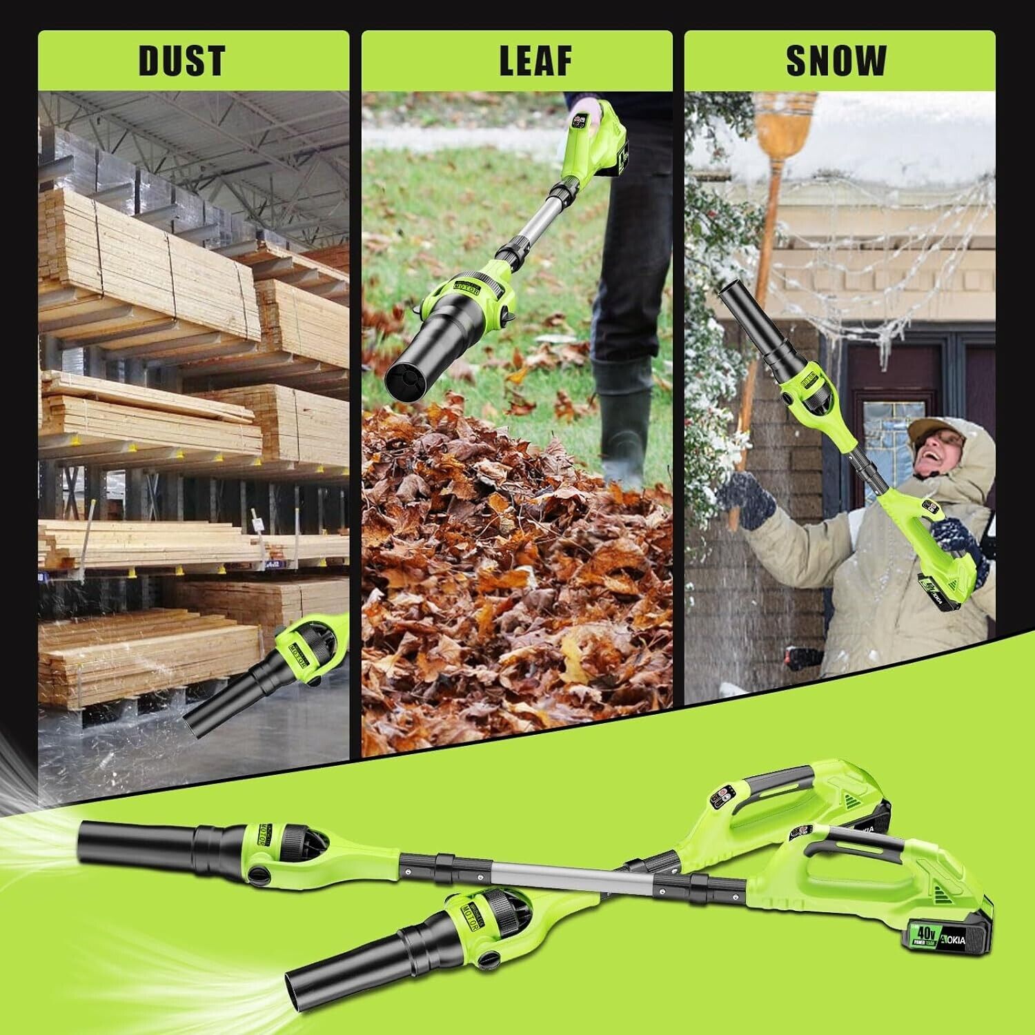 40V Brushless Leaf Blower 400 CFM Portable for Lawn/Garden/Snow/Dust Blowing