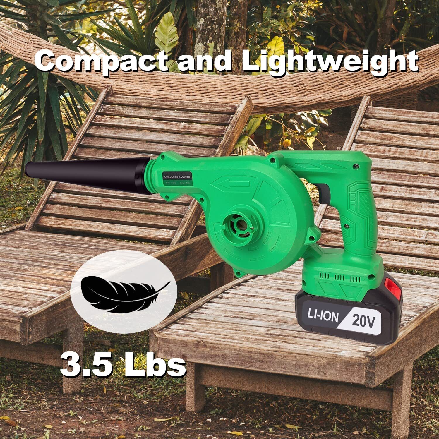 Tegatok 2-in-1 Cordless Leaf Blower Vacuum Dust Cleaner with Battery & Charger