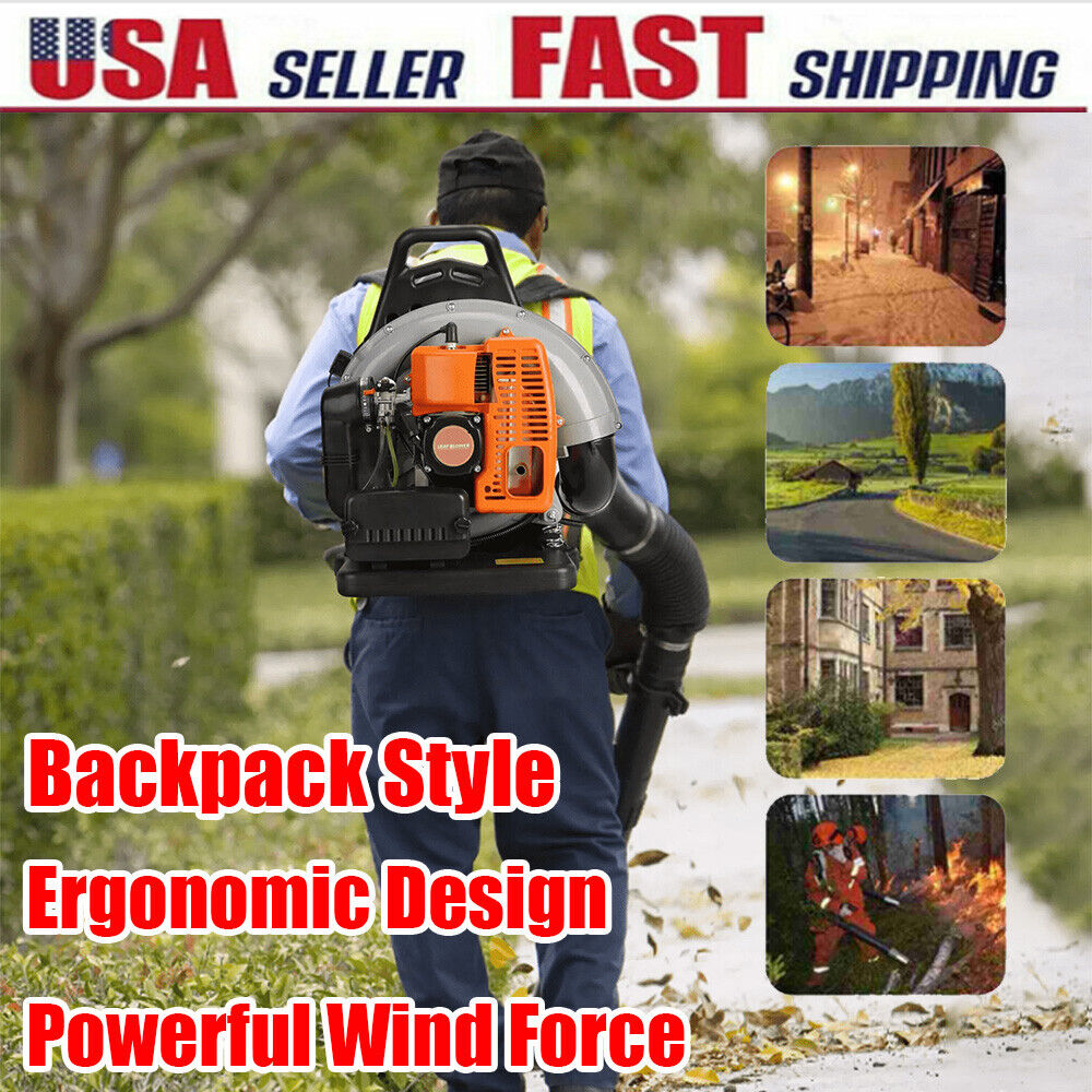 63 CC 2-Stroke Backpack Gas Powered Leaf Blower Commercial Grass Lawn Blower