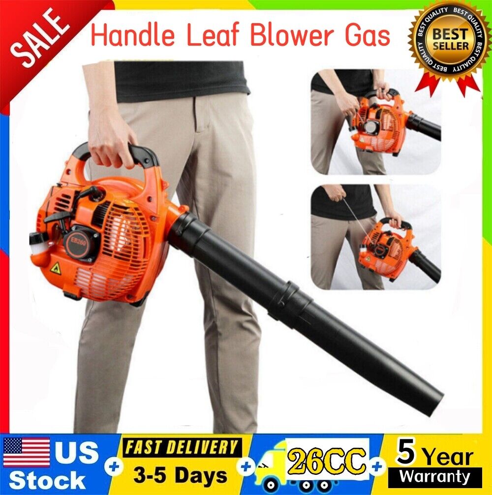 Handheld Gas Blower 2Stroke GasPowered Leaf Blower 26cc Gasoline Grass Sweeper