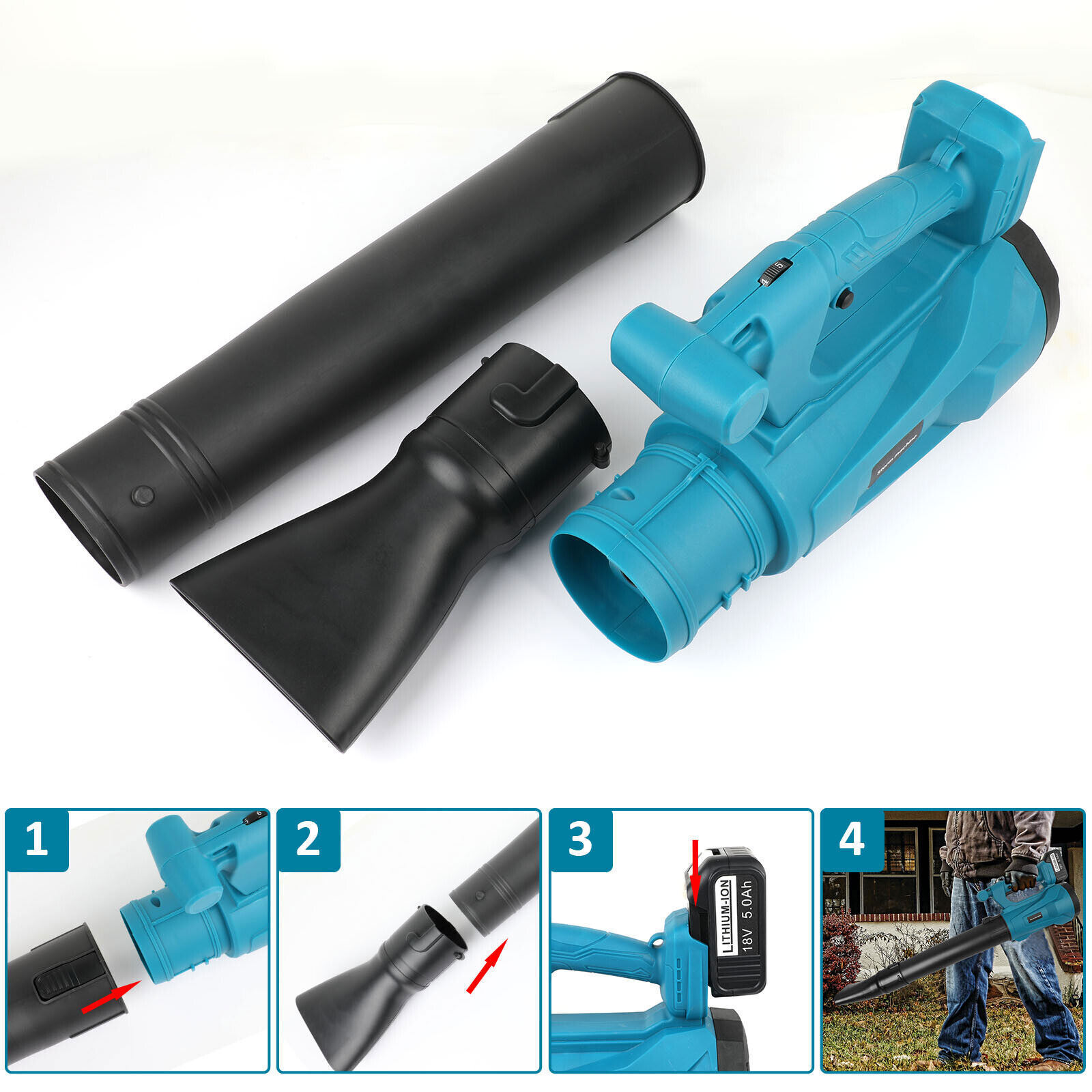 Cordless Leaf Blower Fixed/6 Speed Electric Leaf Blower Battery+Charger For 18V