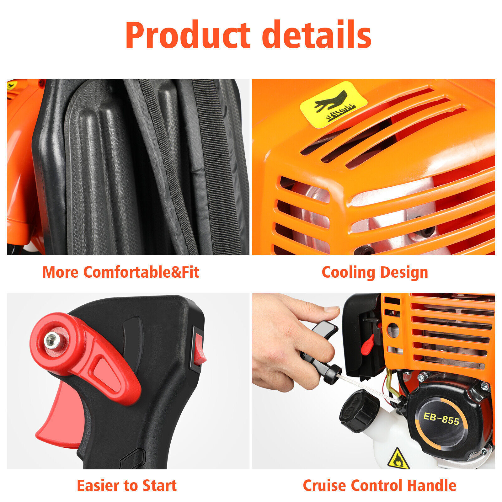 Commercial Gas Leaf Blower Backpack Gas-powered Backpack Lawn Grass Blower 43CC
