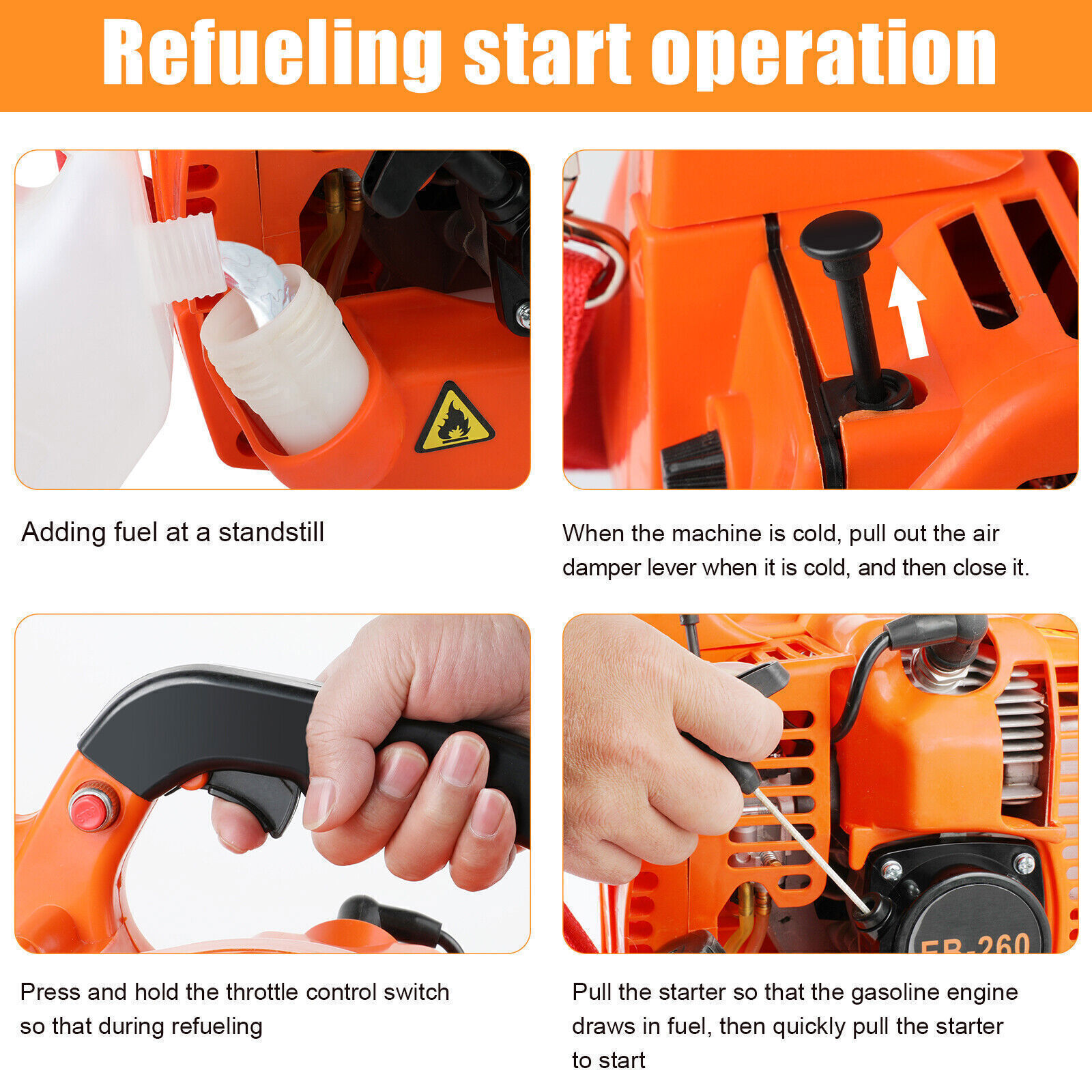 Handheld Gas Blower 2Stroke GasPowered Leaf Blower 26cc Gasoline Grass Sweeper