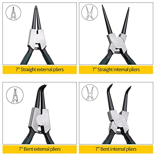 LFSEMINI Snap Ring Pliers Set, 4pcs 7" Kit