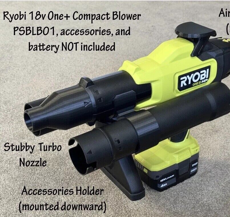 2 Accessories ( Stubby Nozzle + Holder) For Ryobi 18V Compact Blower PSBLB01