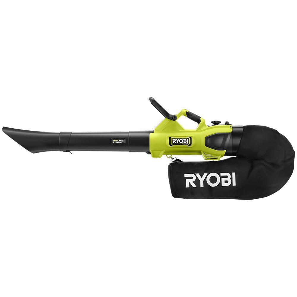 RYOBI 40V HP Brushless 600 CFM Cordless Leaf Blower/Mulcher/Vacuum with (2) 4.0