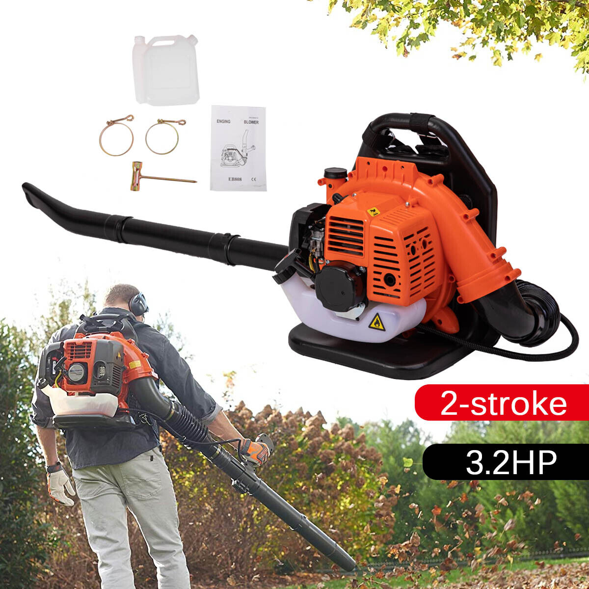 Commercial Gas Leaf Blower Backpack Gas-powered Backpack Blower 2-Stroke 63CC