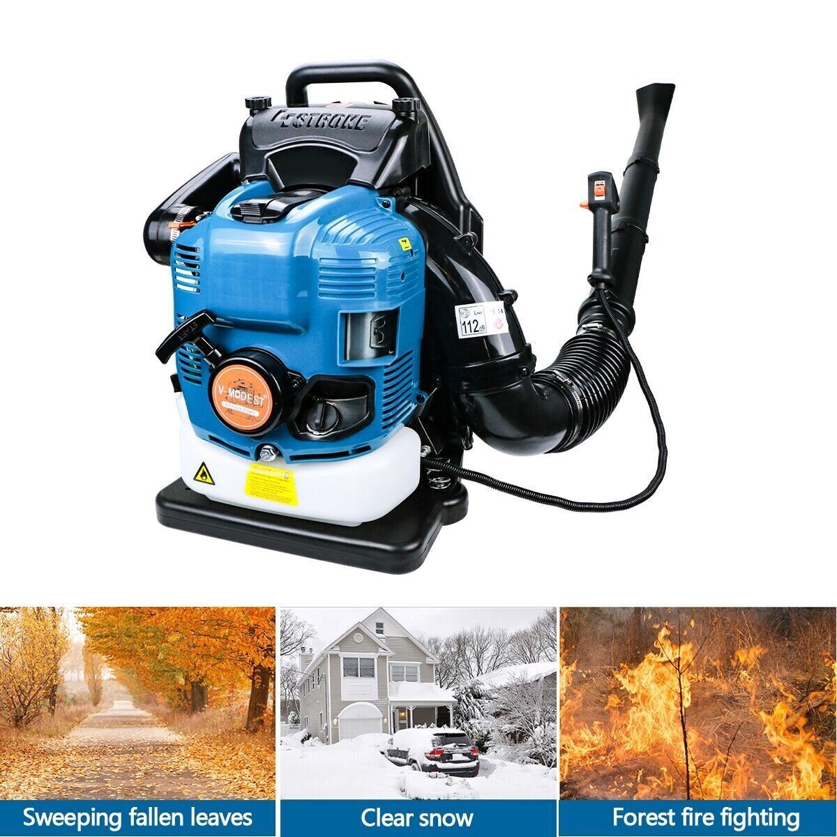 Backpack Leaf Blower 2 Stroke/4 Stroke Gas Powered Snow Blower 75.6CC 706CFM