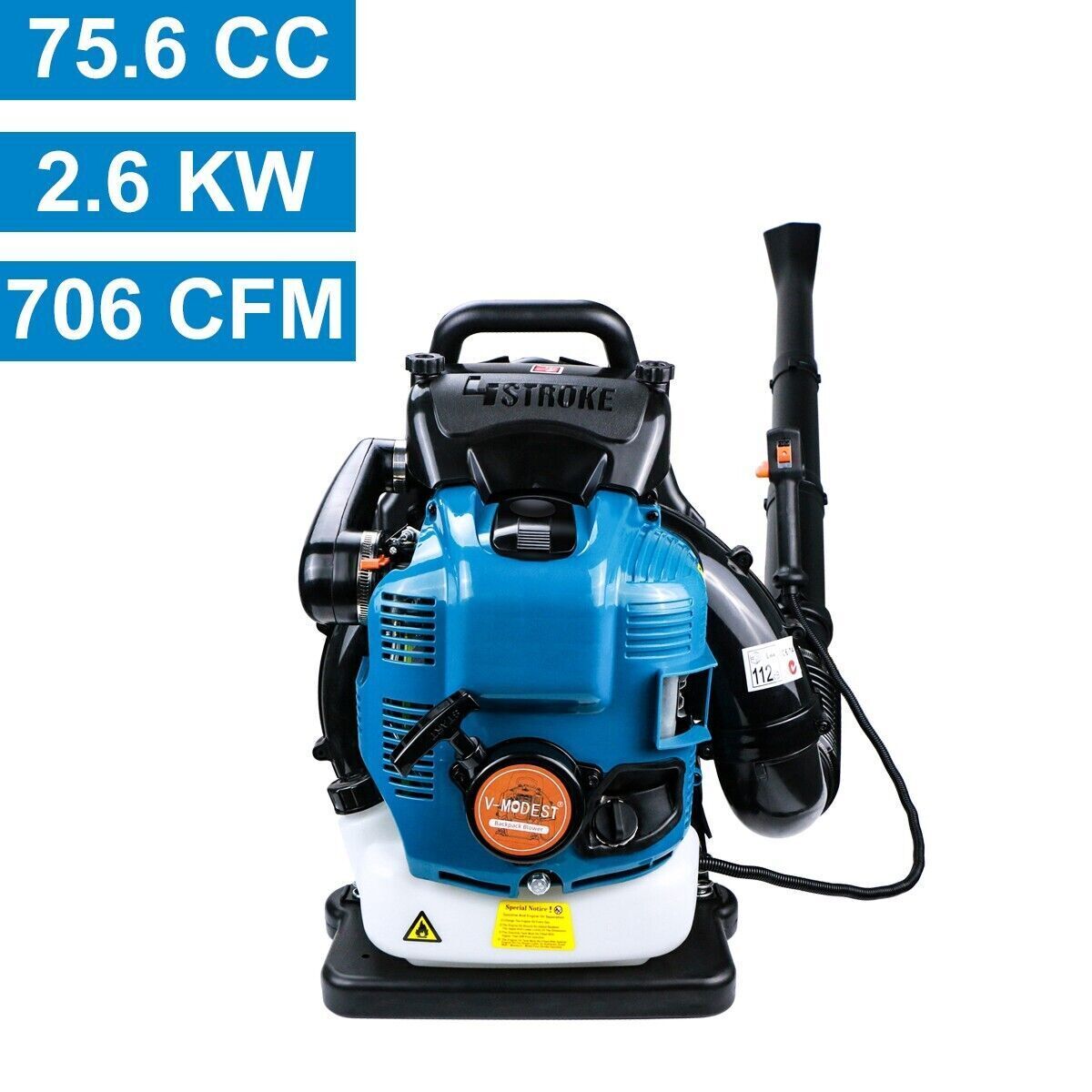 Backpack Leaf Blower 2 Stroke/4 Stroke Gas Powered Snow Blower 75.6CC 706CFM