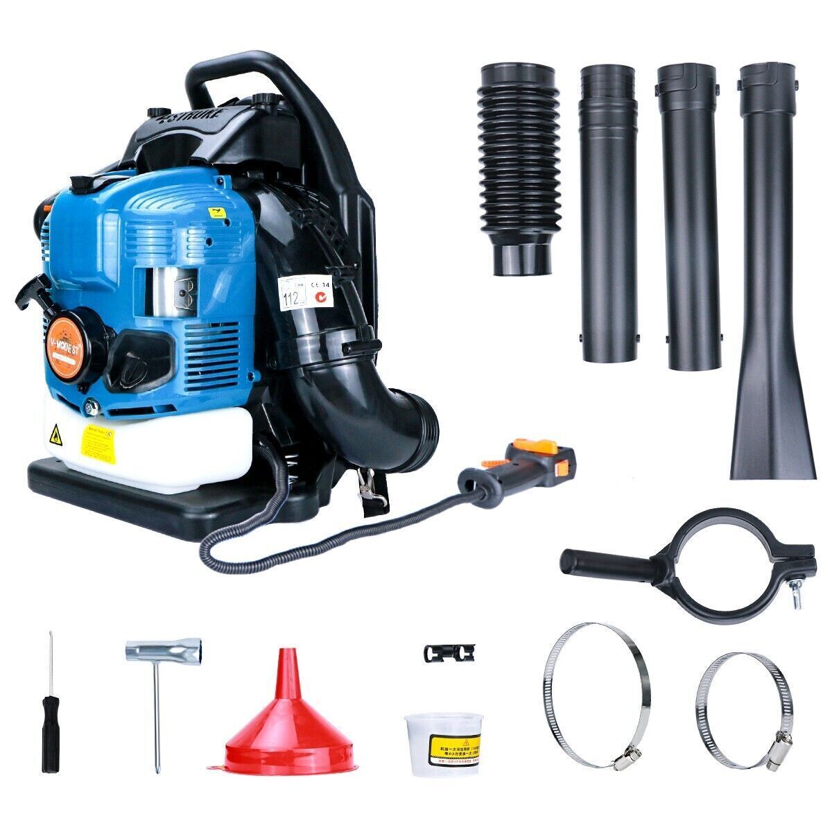 Backpack Leaf Blower 2 Stroke/4 Stroke Gas Powered Snow Blower 75.6CC 706CFM