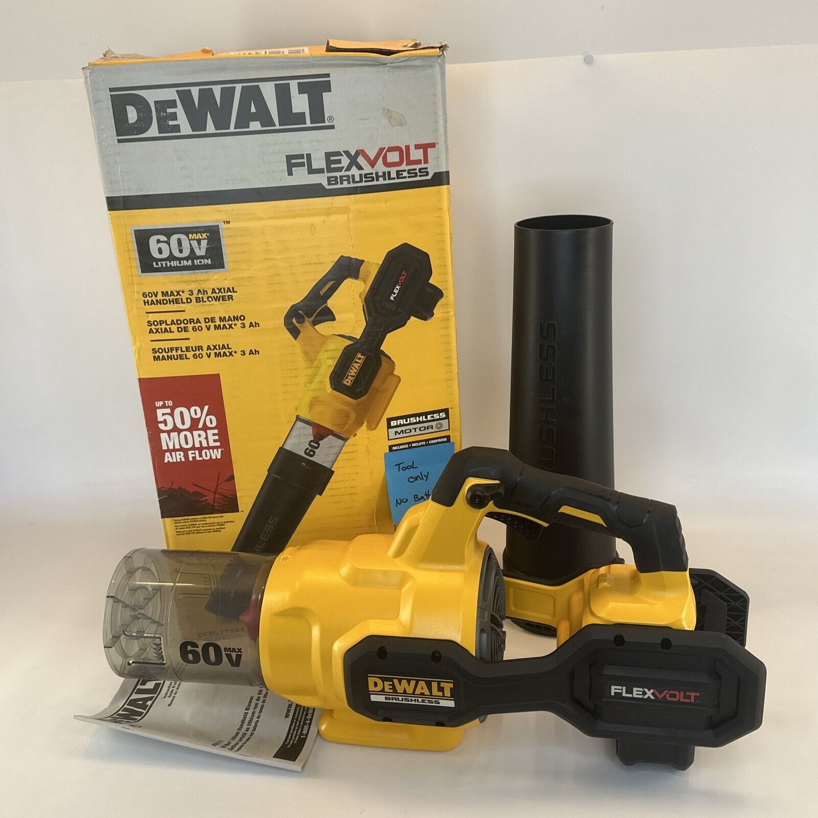 DeWALT 60V FlexVolt Handheld Axial Blower Brushless Tool Only DCBL772B 600 CFM