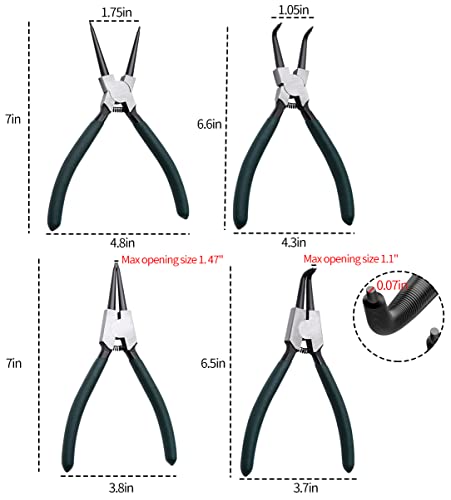 LFSEMINI Snap Ring Pliers Set, 4pcs 7" Kit