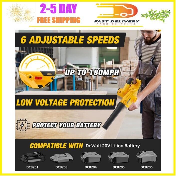 Cordless Leaf Blower for DEWALT 20V Max Battery,Electric Jobsite Air Blower