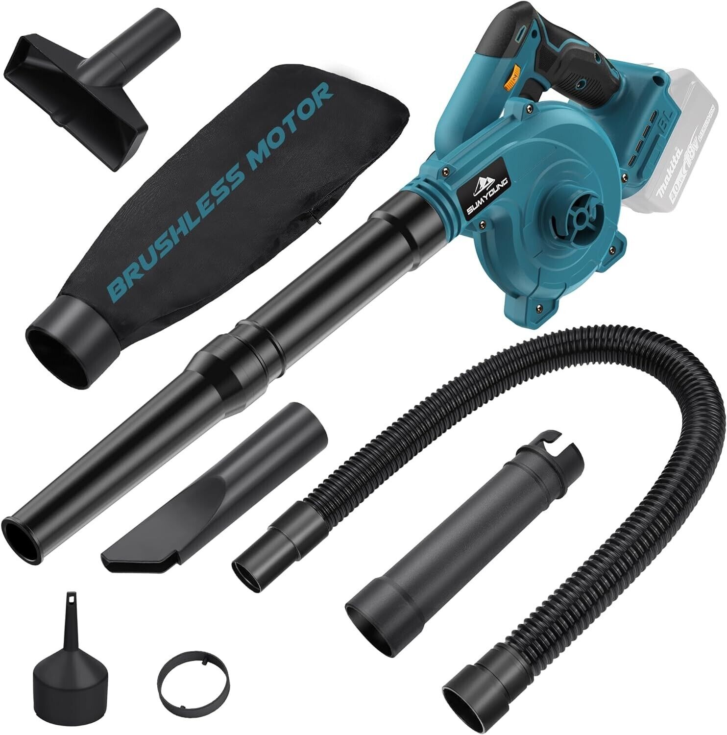 Cordless Leaf Blower for Makita 18V Battery,Electric Jobsite Air Blower 180MPH