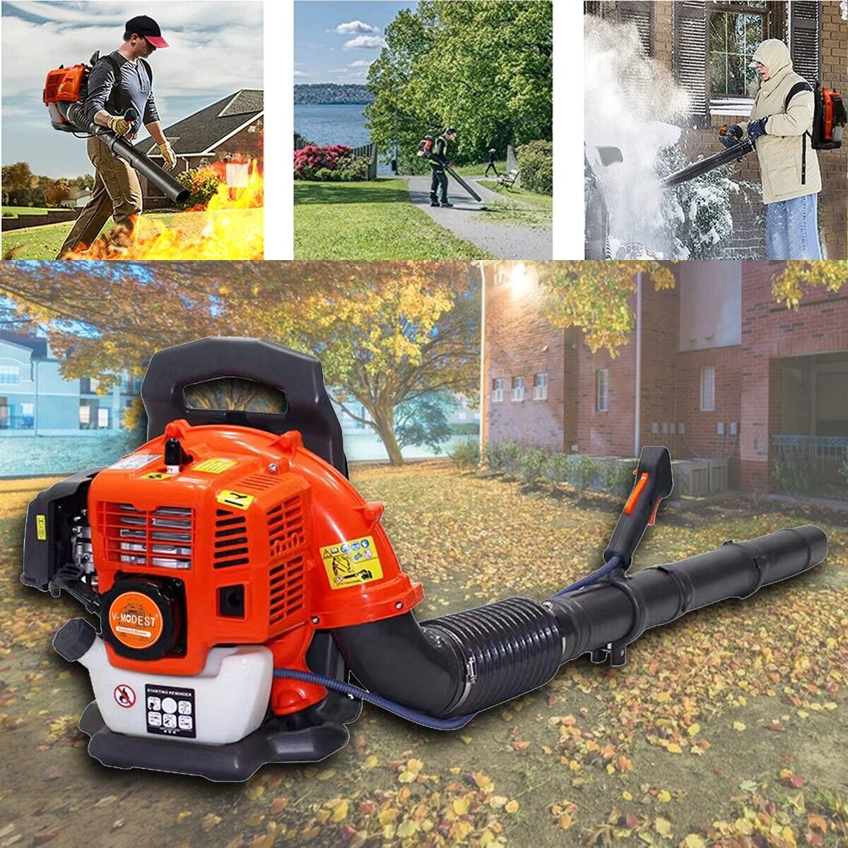 Leaf Blower Backpack Gas Powered Snow Blower 550CFM 190MPH 43CC 2-Stroke 1.7HP