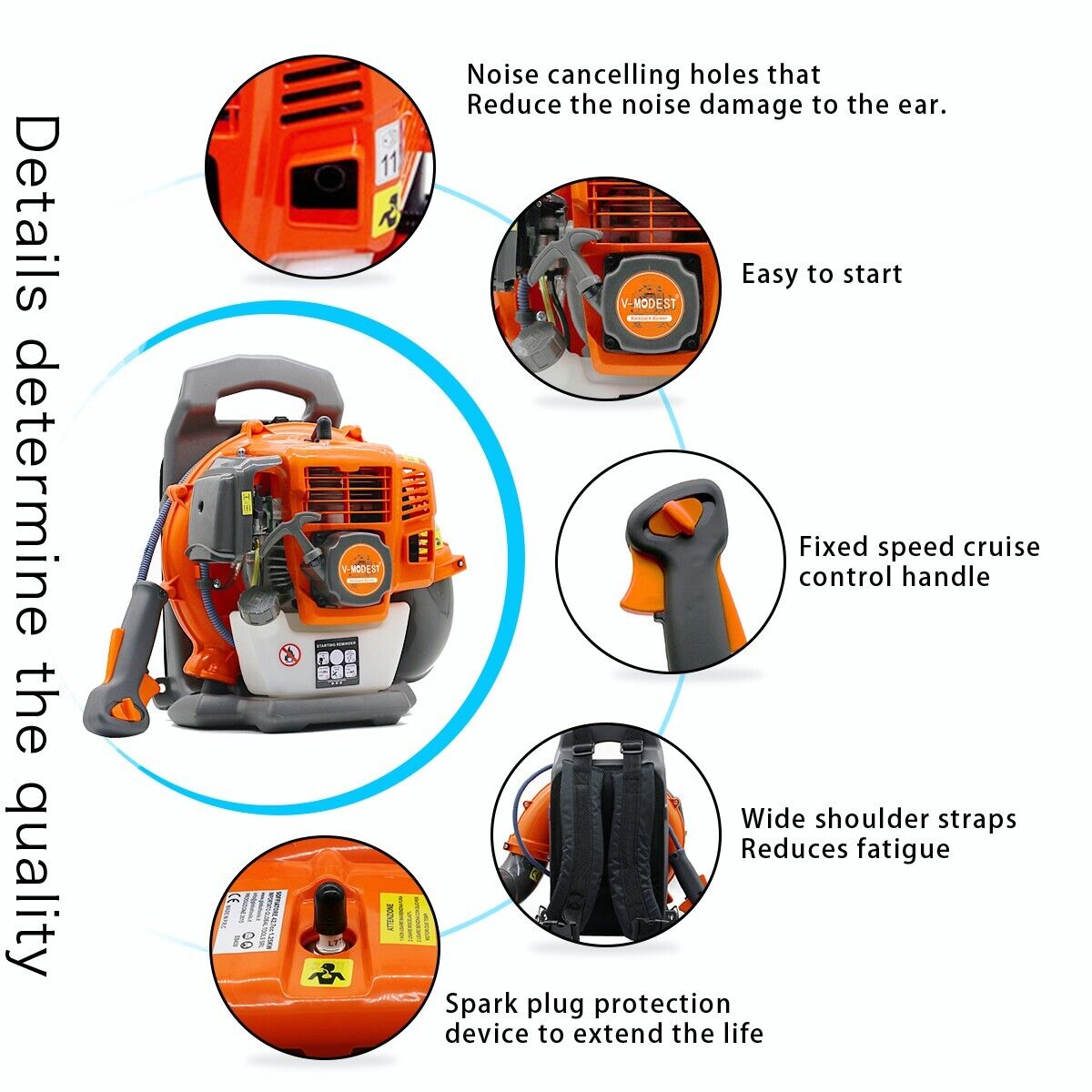 Leaf Blower Backpack Gas Powered Snow Blower 550CFM 190MPH 43CC 2-Stroke 1.7HP