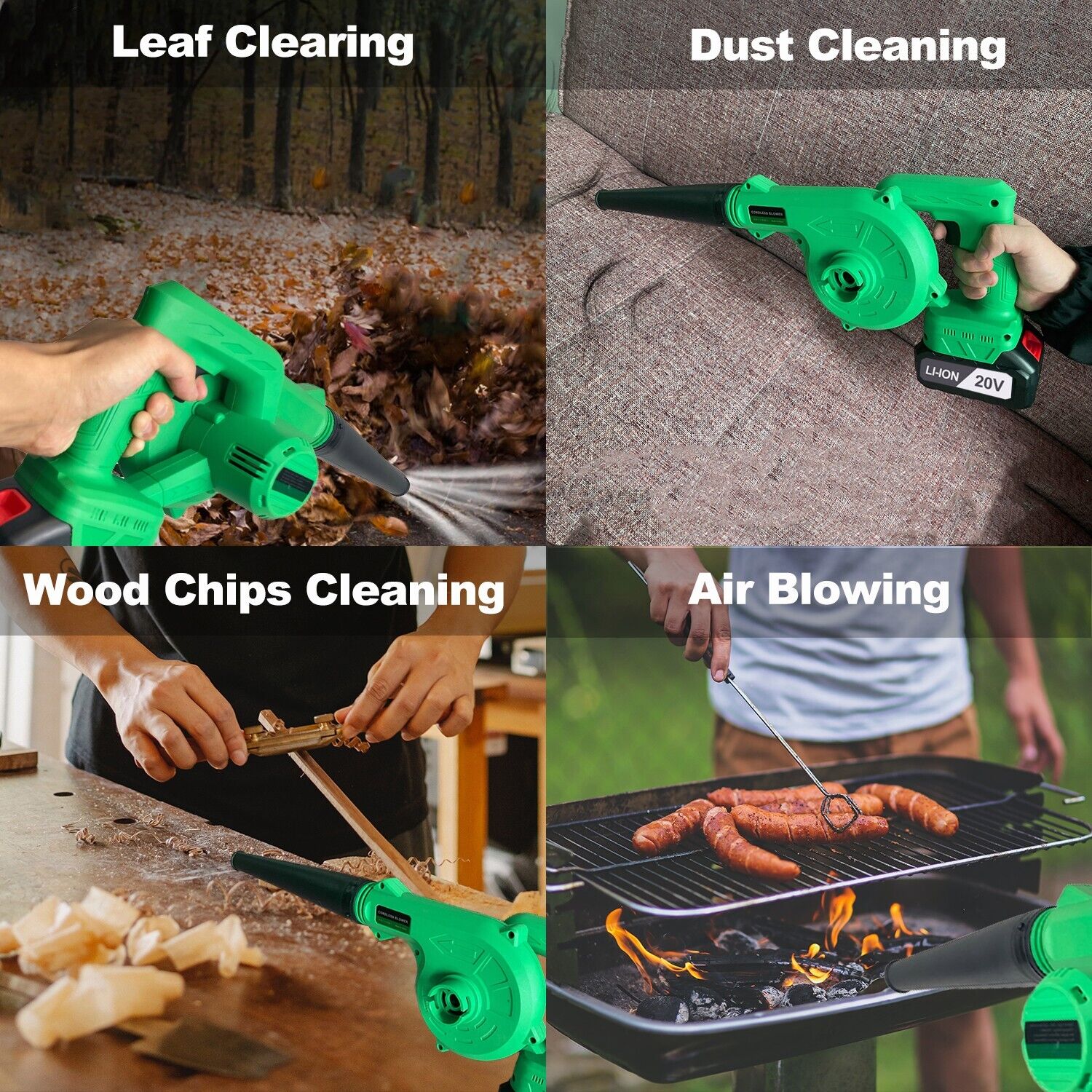 Tegatok Cordless 20V Leaf Blower Garden Dust Electric Vacuum 2 in 1 Cleaner New