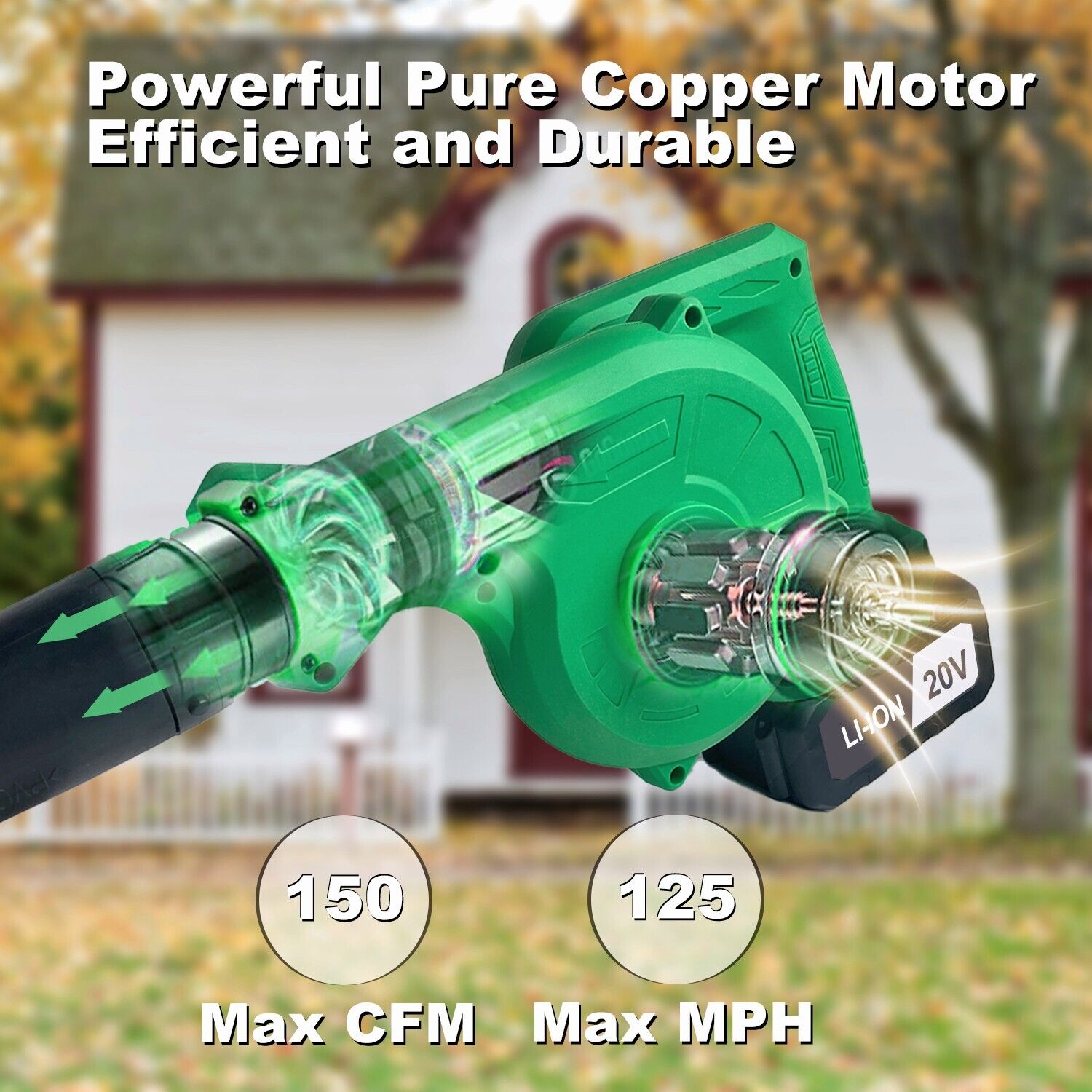 Tegatok Cordless 20V Leaf Blower Garden Dust Electric Vacuum 2 in 1 Cleaner New