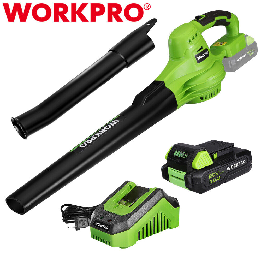 WORKPRO 20V Cordless Leaf Blower 2-Speeds Electric Leaf Blower W/Battery&Charger