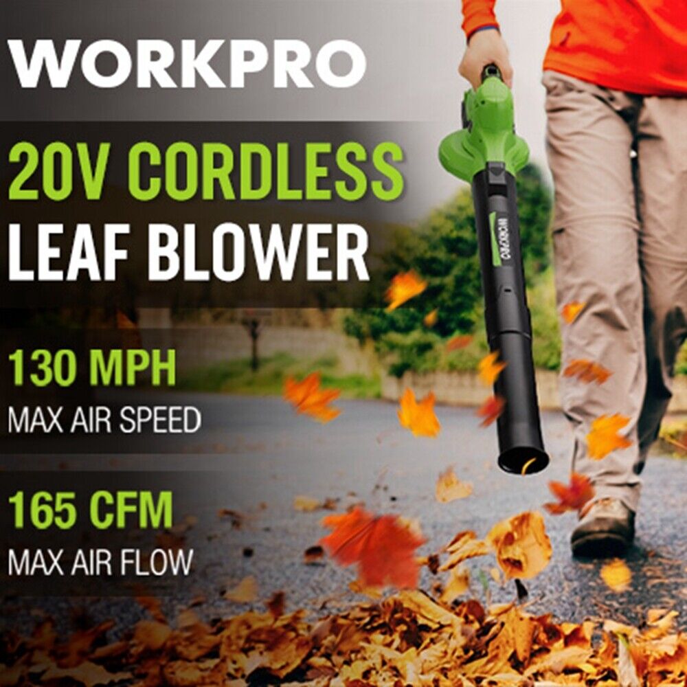 WORKPRO 20V Cordless Leaf Blower 2-Speeds Electric Leaf Blower W/Battery&Charger