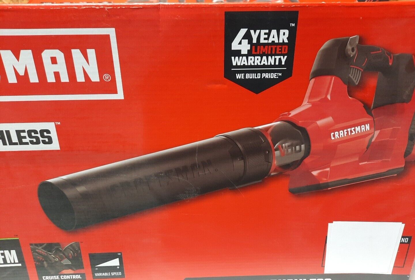 Craftsman V60 60V Max Brushless Leaf Blower 600CFM 100MPH  CMCBL760 **TOOL ONLY*