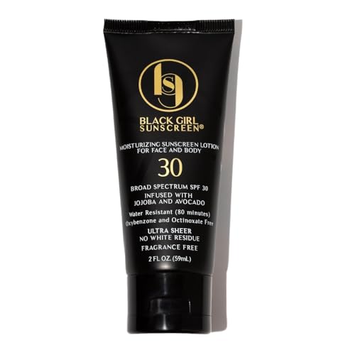 BLACK GIRL SUNSCREEN - Face & Body Moisturizing Sunscreen Lotion SPF 30, No White-Residue for Melanin Rich Skin (2 Fl. Oz.)