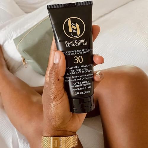 BLACK GIRL SUNSCREEN - Face & Body Moisturizing Sunscreen Lotion SPF 30, No White-Residue for Melanin Rich Skin (2 Fl. Oz.)