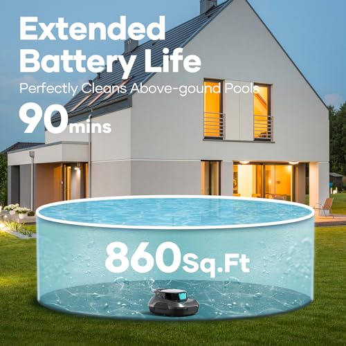 AIPER Scuba SE Robotic Pool Cleaner, Cordless Robotic Pool Vacuum, Lasts up to 90 Mins, Ideal for Above Ground Pools, Automatic Cleaning with Self-Parking Capabilities-Gray