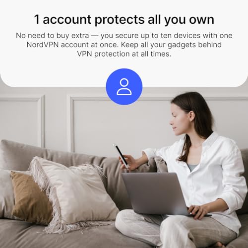 NordVPN Standard – 1-Month - VPN & Cybersecurity Software For 10 Devices – Block Malware, Malicious Links & Ads, Protect Personal Information - PC/Mac/Mobile [Online Code]