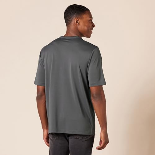 Amazon Essentials Men's Recycled Polyester Regular-Fit Short-Sleeve Quick-Dry Jersey Henley, Pack of 2, Charcoal/Black, Large