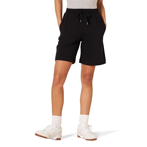 Amazon Essentials Women's Fleece High Rise Bermuda Shorts (Available in Plus Size), Black, Large