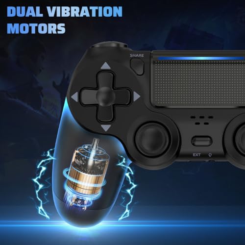 FASIGO PS4 Controller 2 Pack, Wireless PS4 Controller for PS4 / Pro/Slim & PC, with 2 USB C Cable - Black