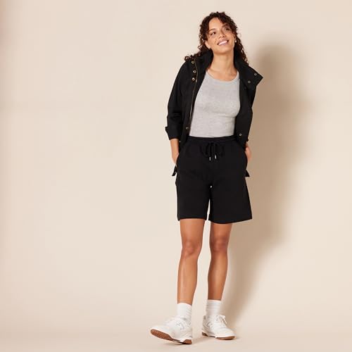 Amazon Essentials Women's Fleece High Rise Bermuda Shorts (Available in Plus Size), Black, Large