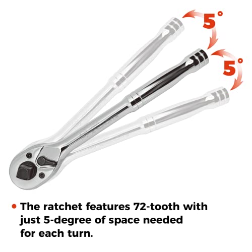 3-IN-1 Ratchet Handle Set, 72-Tooth, Full Chrome