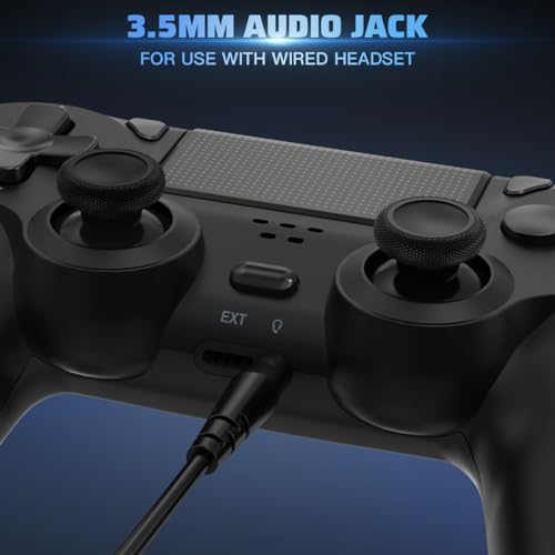 FASIGO PS4 Controller 2 Pack, Wireless PS4 Controller for PS4 / Pro/Slim & PC, with 2 USB C Cable - Black