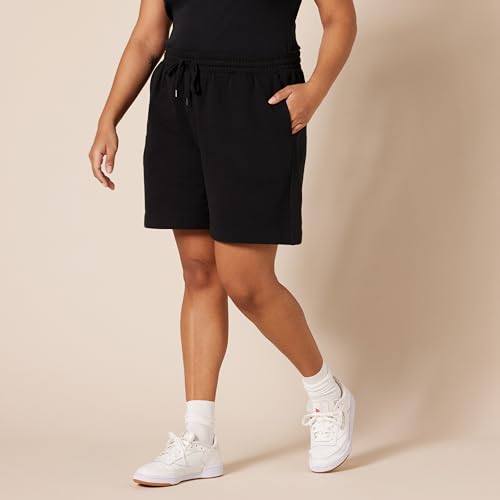 Amazon Essentials Women's Fleece High Rise Bermuda Shorts (Available in Plus Size), Black, Large