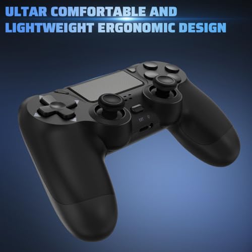FASIGO PS4 Controller 2 Pack, Wireless PS4 Controller for PS4 / Pro/Slim & PC, with 2 USB C Cable - Black