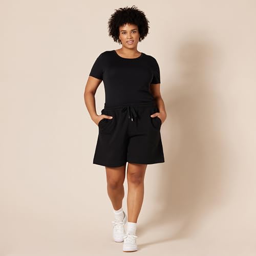 Amazon Essentials Women's Fleece High Rise Bermuda Shorts (Available in Plus Size), Black, Large