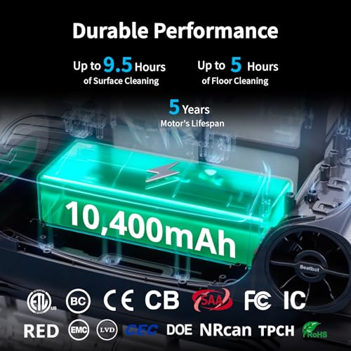 Beatbot Aquasense Pro Cordless Pool Cleaner Robot - Clarifies Water, Cleans Surface, Floor, Walls and Waterline, Intelligent Path Optimization, Surface Parking - Dark Blue