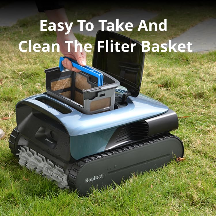 Beatbot Aquasense Pro Cordless Pool Cleaner Robot - Clarifies Water, Cleans Surface, Floor, Walls and Waterline, Intelligent Path Optimization, Surface Parking - Dark Blue