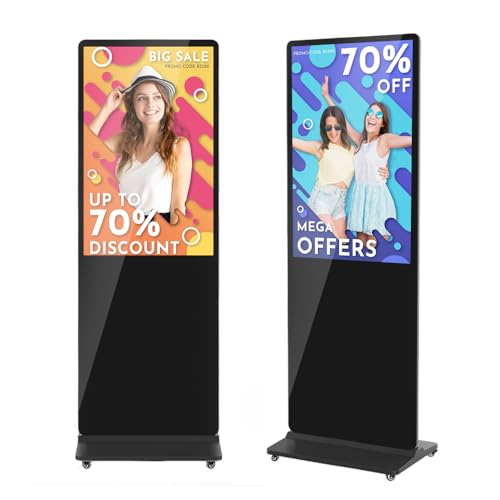 QIXZOCV 49 Inch Indoor Floor Standing Digital Signage Advertising Display Kiosk LCD Screen Commercial Totem Android System Vertical Monitor with Auto Media Player