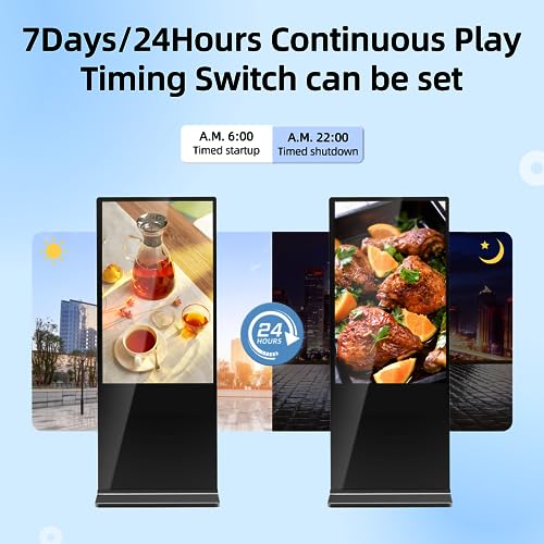 QIXZOCV 49 Inch Indoor Floor Standing Digital Signage Advertising Display Kiosk LCD Screen Commercial Totem Android System Vertical Monitor with Auto Media Player