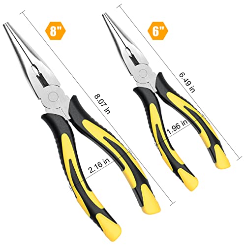 ZUZUAN Premium Long Needle Nose Pliers Set, 8” & 6”