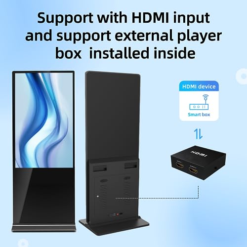 QIXZOCV 49 Inch Indoor Floor Standing Digital Signage Advertising Display Kiosk LCD Screen Commercial Totem Android System Vertical Monitor with Auto Media Player